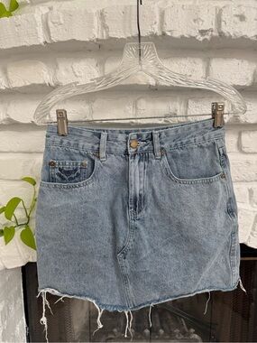 Teen - Rip Curl Denim Butterfly Mini Skirt with Frayed Hem